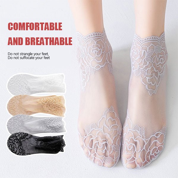 50% KORTING | LaceStride™ Onzichtbare kantsokken (set van 4 kleuren)