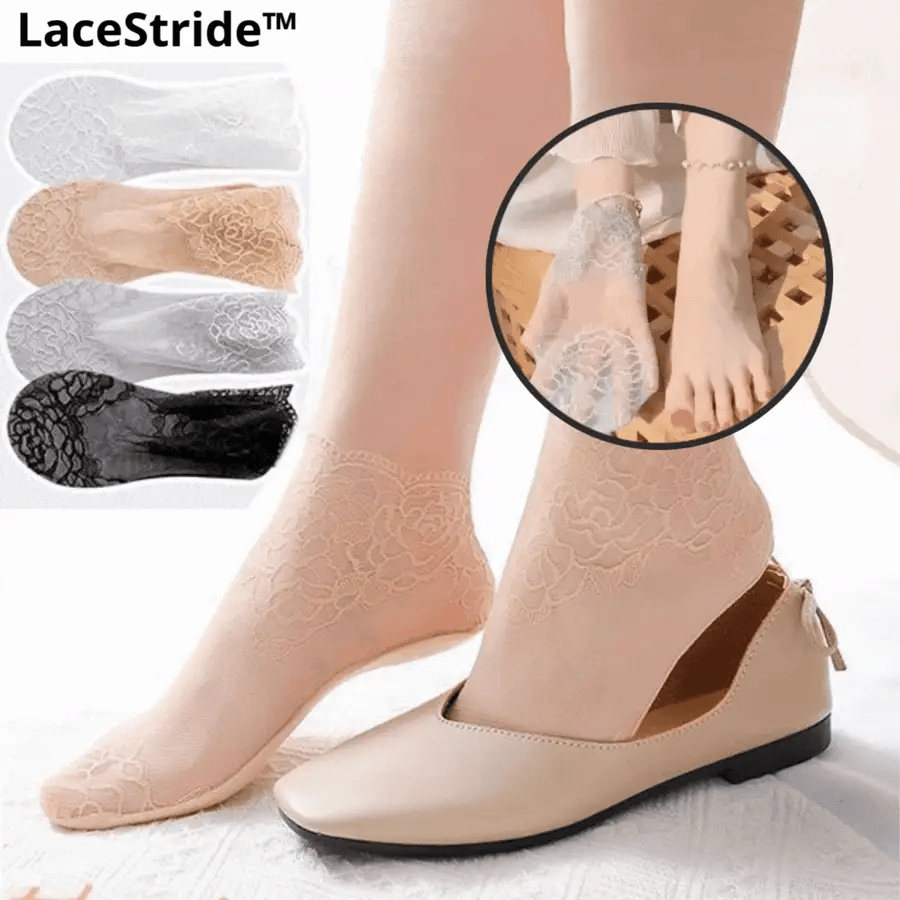 50% KORTING | LaceStride™ Onzichtbare kantsokken (set van 4 kleuren)