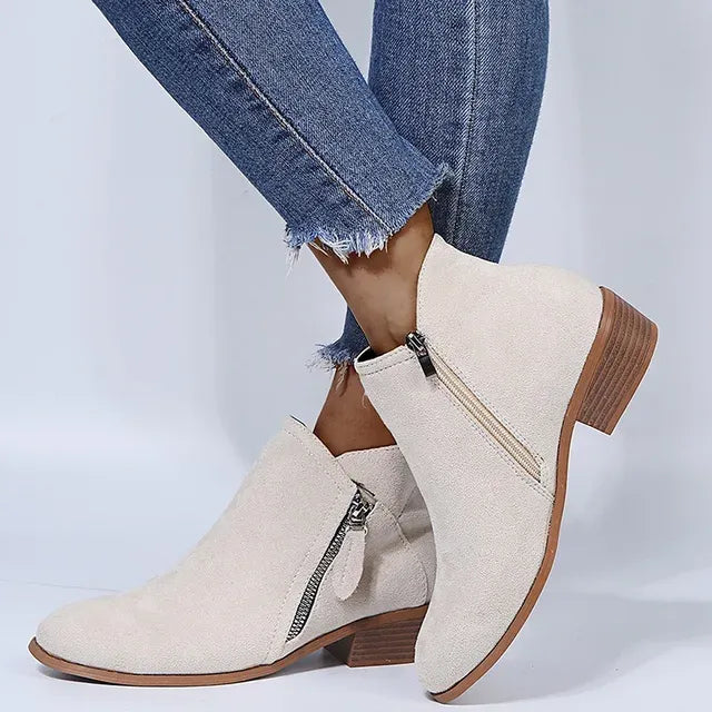 Clara™ – Enkellaarsjes boors retro korte laarsjes met mid-heel | 50% korting