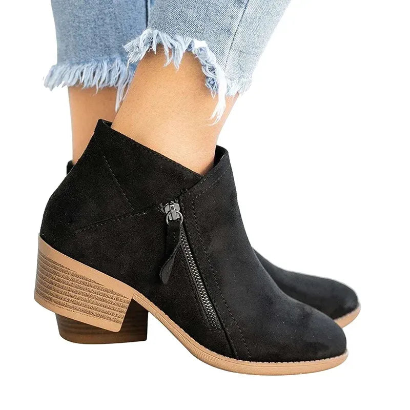 Clara™ – Enkellaarsjes boors retro korte laarsjes met mid-heel | 50% korting
