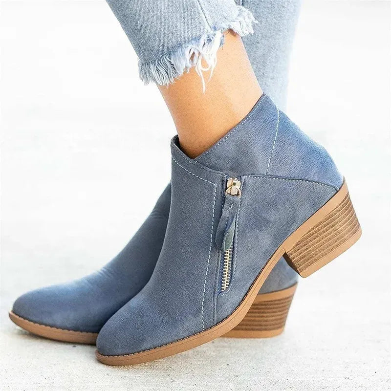 Clara™ – Enkellaarsjes boors retro korte laarsjes met mid-heel | 50% korting